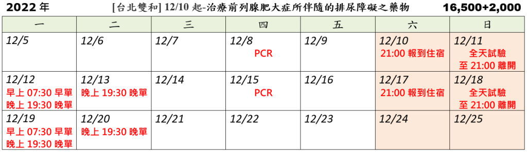[台北雙和] 12/10起-治療前列腺肥大症所伴隨的排尿障礙之藥物 (2022.10.28發佈no.18.50.0)