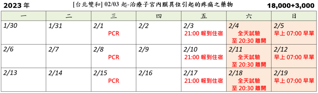 [台北雙和] 02/03起-治療子宮內膜異位引起的疼痛之藥物 (已截止)
