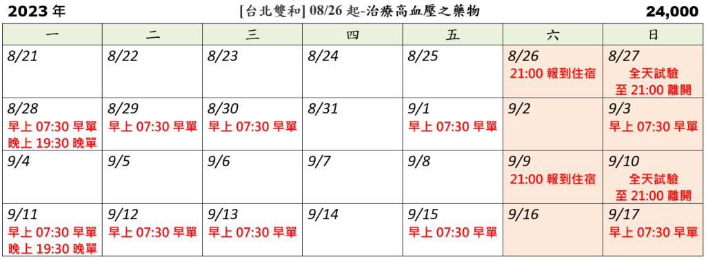 [台北雙和] 08/26起-治療高血壓之藥物 (2023.07.31發佈no.24.00)